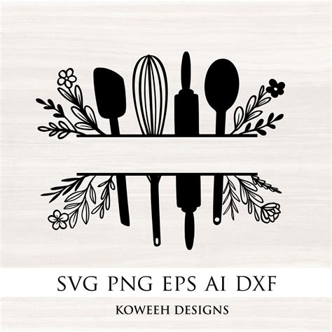 Download Free Baking kitchen split monogram frame SVG,EPS,PDF,DXF,PNG Silhouette