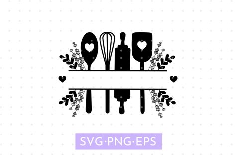 Download Free Baking kitchen split monogram frame SVG,EPS,PDF,DXF,PNG for Cricut Machine