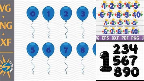 Download Free Balloon Numbers SVG, PNG, DXF Digital Files Include For Crafts