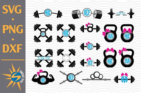 Download Free Barbell Monogram SVG, PNG, DXF Digital Files Include Commercial Use