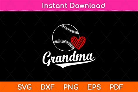 Download Free Baseball Grandma Heart Cutting File For Crafts