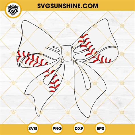 Download Free Baseball With Bow SVG, PNG, DXF Digital Files Include DXF Files