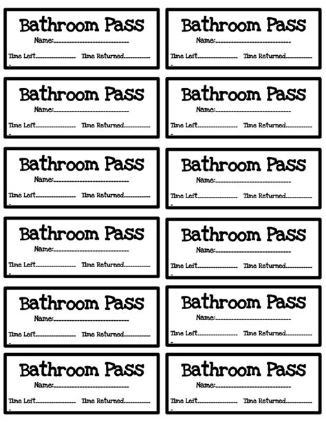 Free Bathroom Passes Printable