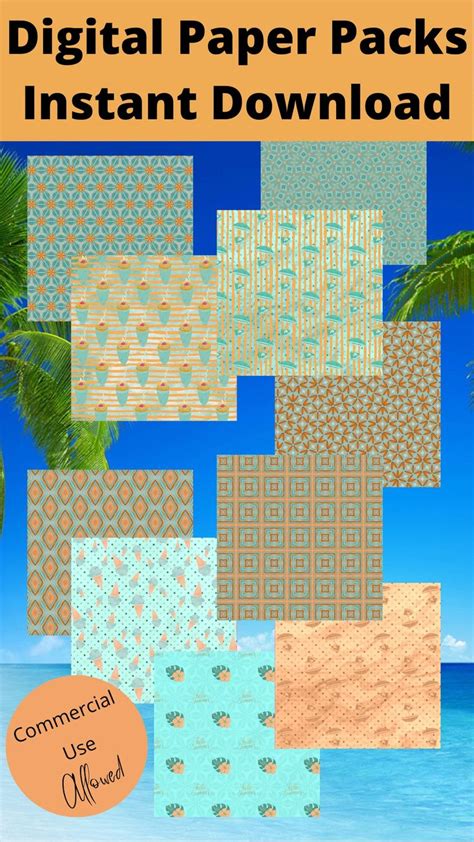 Download Free Beach Fun Digital Scrapbook Paper Commercial Use Free PSD Mockups