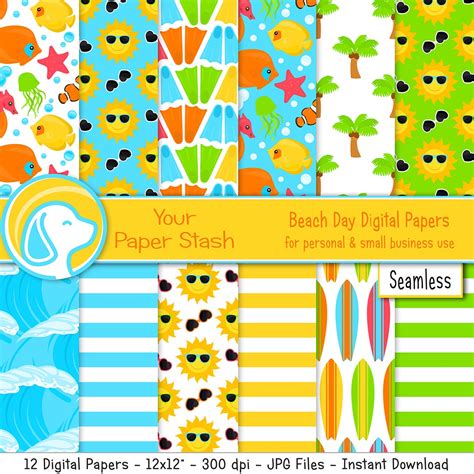 Download Free Beach Fun Digital Scrapbook Paper Crafts