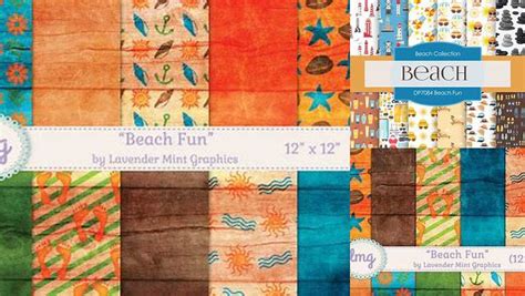 Download Free Beach Fun Digital Scrapbook Paper Cut Files