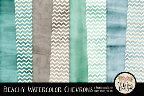 Download Free Beachy Watercolor Chevron Background Textures Cut Files