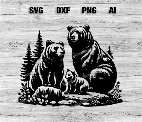 Download Free Bear Family - SVG File, DXF File Files Free PSD Mockups