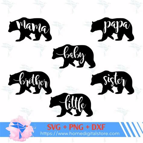 Download Free Bear Family SVG, PNG, DXF Digital Files Include Files