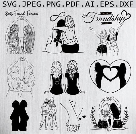 Download Free Best friend bundle, sisters, besties Files DXF Files