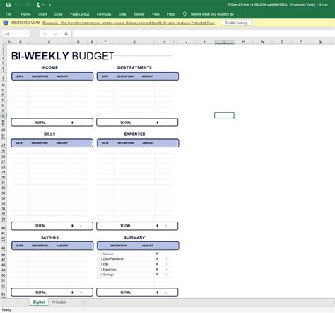 Free Bi Weekly Budget Template Excel