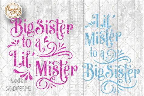 Download Free Big Sister to a Lil' Mister set of Two - SVG/EPS/PNG/DXF Files DXF Files