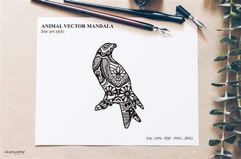 Download Free Bird Mandala Vector Line Art Style For Crafts