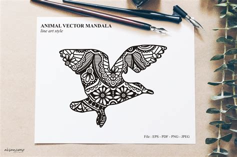 Download Free Bird Mandala Vector Line Art Style Images