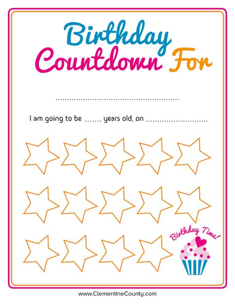 Free Birthday Countdown Printable