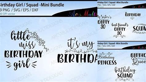 Download Free Birthday Girl cut files bundle Files