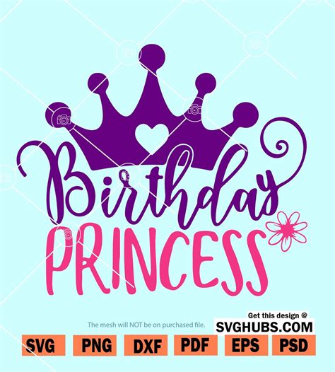Download Free Birthday Princess Svg Cut File for Cricut Machine