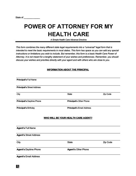 Free Blank Printable Medical Power Of Attorney Forms