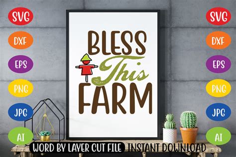Download Free Bless This Farm SVG Cut File Commercial Use Free PSD Mockups