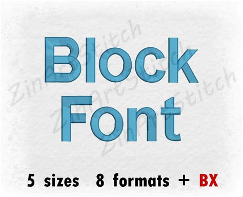 Download Free Block 15 sizes embroidery font Files