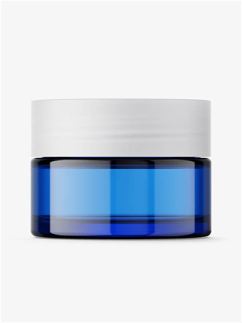 Download Free Blue Cosmetic Jar Mockup PSD Generator