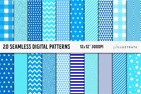 Download Free Blue Digital Paper - Blue Patterns Creativefabrica Free PSD Mockups