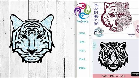 Download Free Blue Zentangle Tiger Face SVG Cut File DXF Files