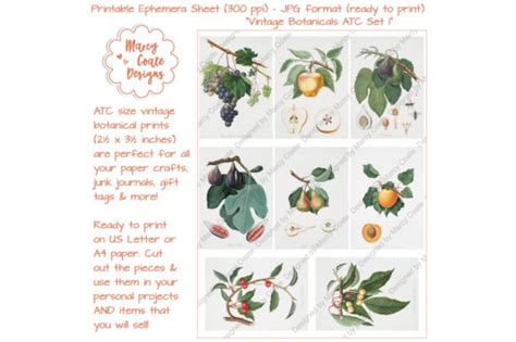 Download Free Botanical ATC Card Printables Set 1 DXF Files