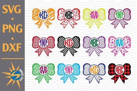 Download Free Bow Circle Ball Monogram SVG, PNG, DXF Digital Files Include DXF Files