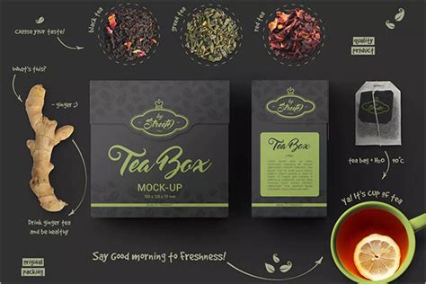 Download Free Box with Black Tea Mockup PSD Generator Free PSD Mockups