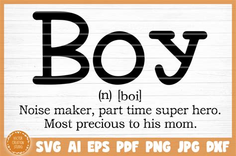 Download Free Boy Word Dictionary Definition SVG Cut File Printable