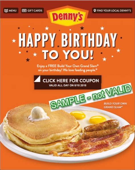 Free Breakfast At Denny's For Birthday