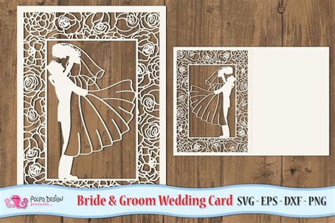 Download Free Bride and Groom folding card Silhouette For Crafts