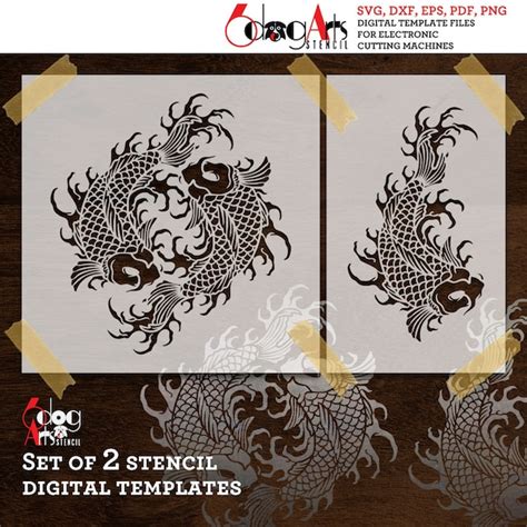 Download Free Brown Patterns Koi Fish Digital Background Kit Files DXF Files