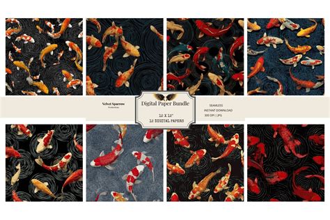 Download Free Brown Patterns Koi Fish Digital Background Kit For Crafts