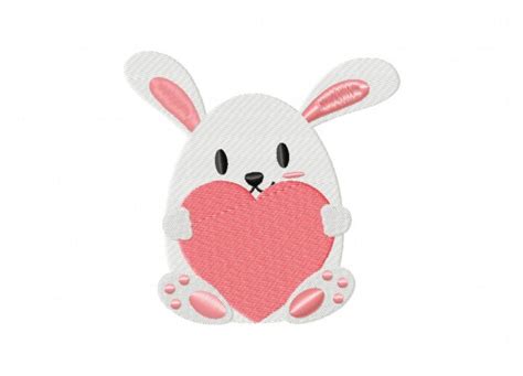 Download Free Bunny Heart Love Machine Embroidery Design 3 Sizes DXF Files