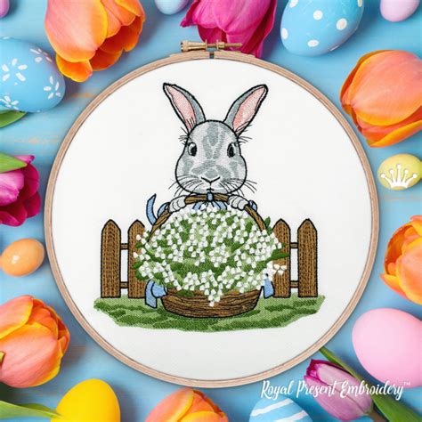 Download Free Bunny Machine Embroidery Design Animals Easter 4 Sizes DXF Files