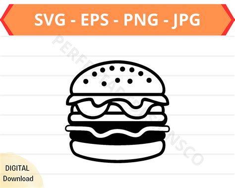 Download Free Burger Outline SVG | Cheeseburger Cut File Creativefabrica