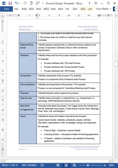 Business Process Design Templates MS Word, Excel + Visio Templates