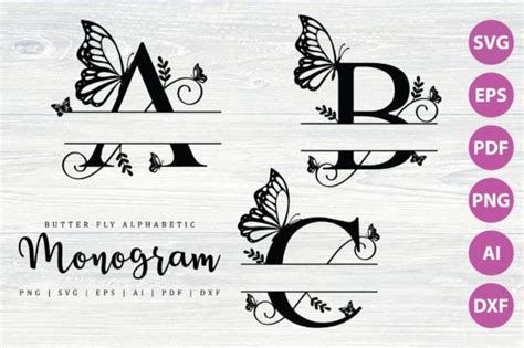 Download Free Butterfly Monogram Crafts