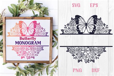 Download Free Butterfly Monogram Creativefabrica