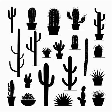Download Free Cactus Set Silhouette