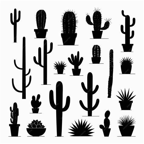 Download Free Cactus Set Silhouette For Crafts
