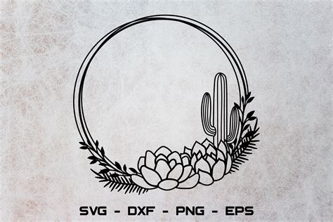 Download Free Cactus Wreath SVG Cut File - Succulent Frame SVG Files DXF Files