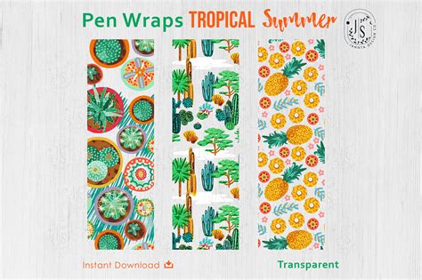 Download Free Cactus and Fruit Pen Wraps PNG File Set Printable