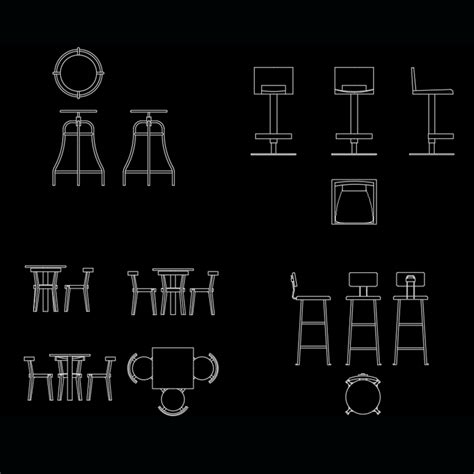 Download Free Cad Block Bar Stool DXF Files