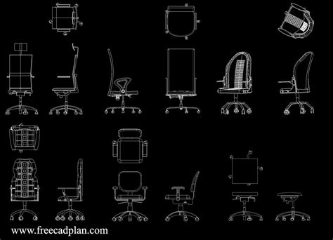 Download Free Cad Block Office Chair DXF Files