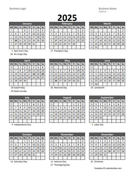 Free Calendar 2025 Printable With Week Number