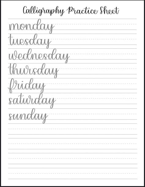 Download Free Calligraphy Lettering Practice Sheets for Cricut Machine