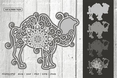 Download Free Camel Mandala Vector 3D Layered Cricut SVG DXF Files